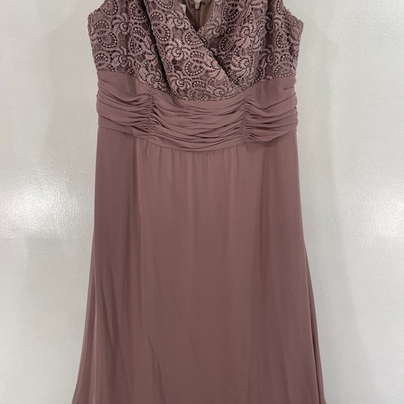 PATRA NWOT New Women's Plus Size 16 Evening Gown Mauve Pink w/ Lace Shell Long - Picture 4 of 16